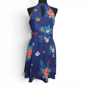 Express Hawaiian Dress Women's 6 Blue Sundress Party Cocktail Beach Vacation Y2K